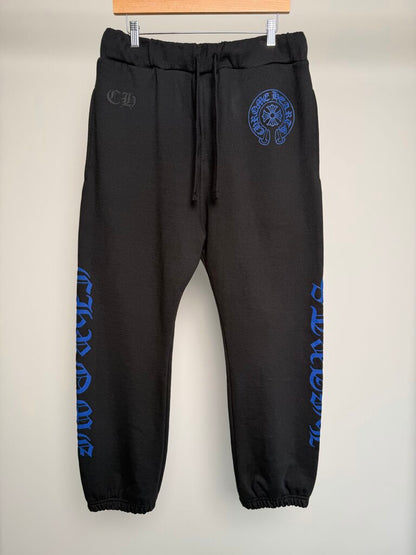 New Chrome Heart Black Blue Scroll sweatpants size M