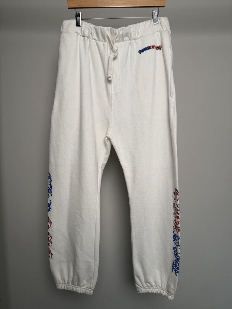 New Chrome Heart White Flag Scroll Logo Sweatpants size M