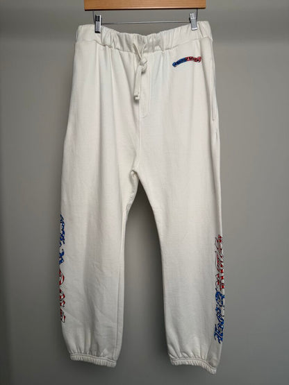 New Chrome Heart White Flag Scroll Logo Sweatpants size M