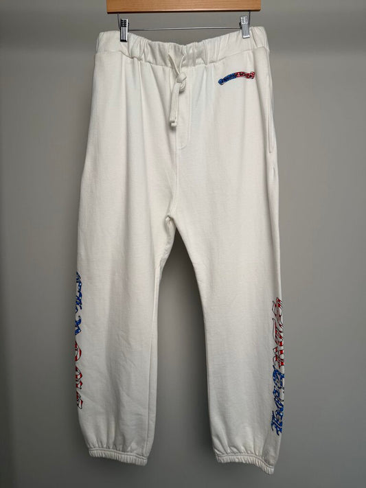 New Chrome Heart White Flag Scroll Logo Sweatpants size M
