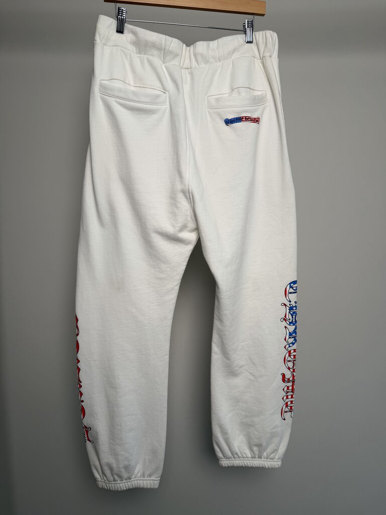 New Chrome Heart White Flag Scroll Logo Sweatpants size M