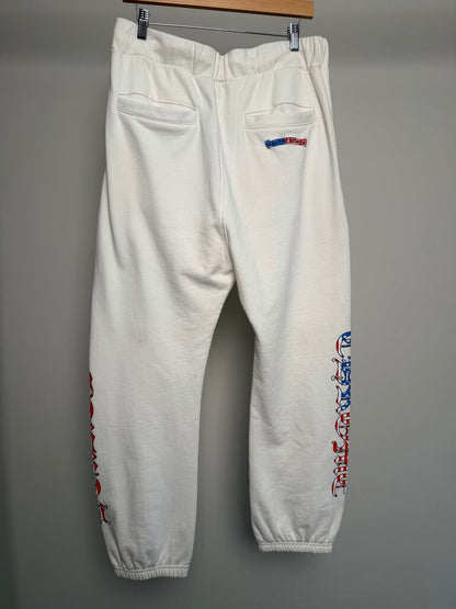 New Chrome Heart White Flag Scroll Logo Sweatpants size M