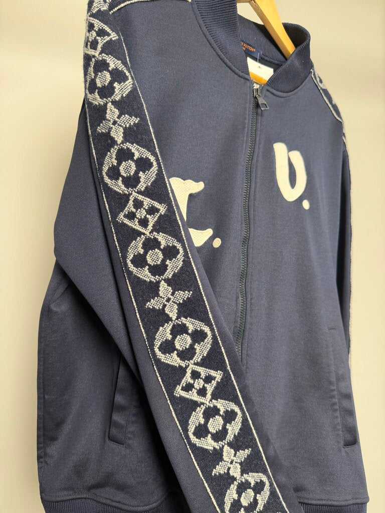 Preowned Louis Vuitton Navy "L-V" Logo Track Jacket size XL