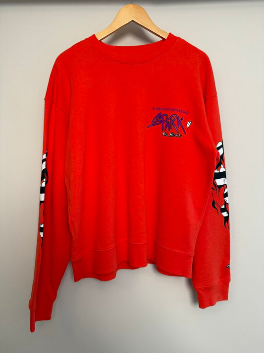 New Chrome Heart Orange Spark The Heart Crewneck size M