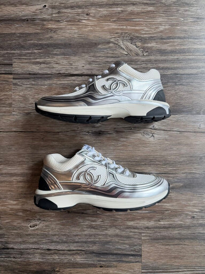 Preowned Chanel Runner Silver White size 44