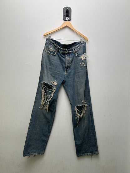 Preowned Balenciaga Lightwash Distressed Denim Size Large
