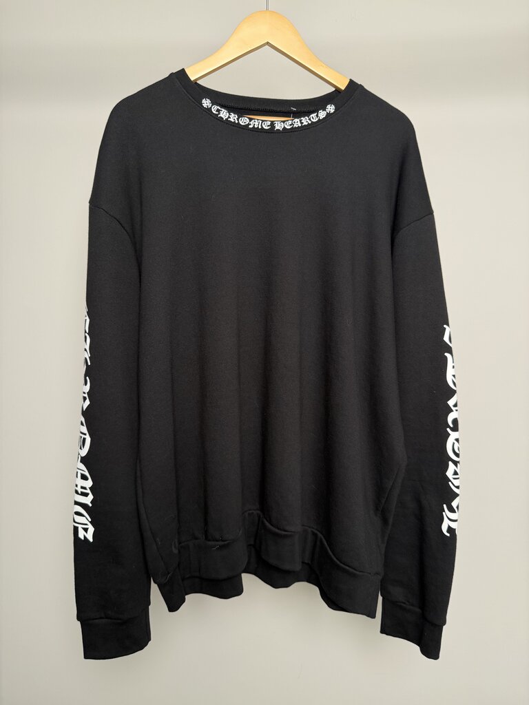 Preowned Chrome Heart Spell Out Logos Crewneck Size L