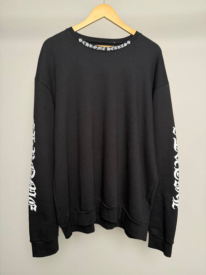 Preowned Chrome Heart Spell Out Logos Crewneck Size L