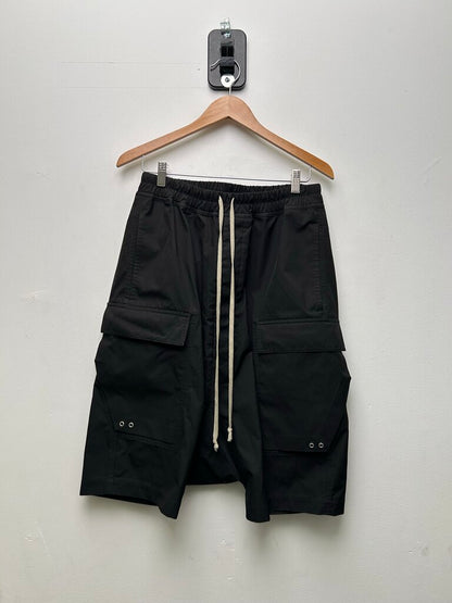 Preowned Rick Owens Black Cargo Drop Shorts Sz.38