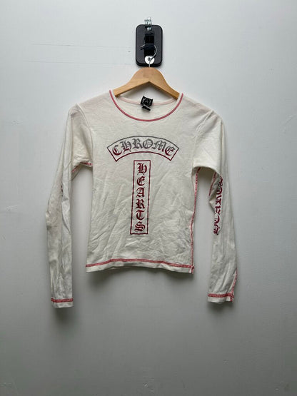 Preowned Chrome Hearts Vintage White Red Women's Long Sleeve Size Medium