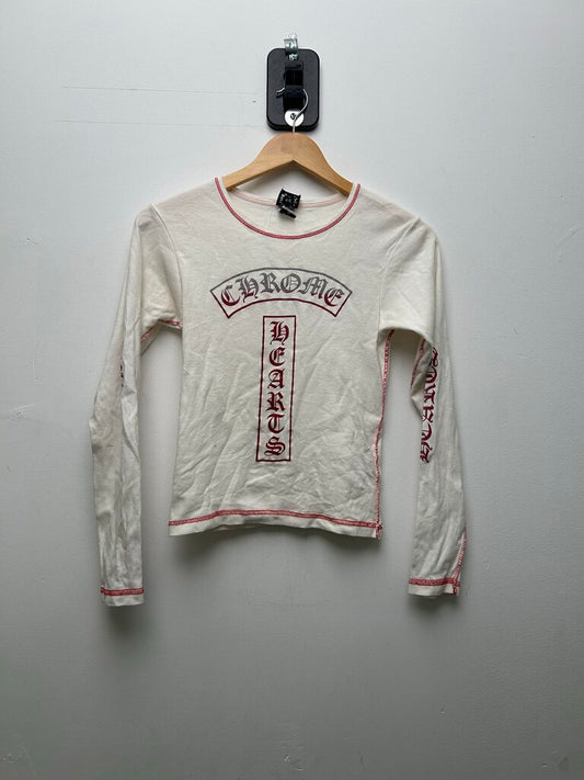 Preowned Chrome Hearts Vintage White Red Women's Long Sleeve Size Medium