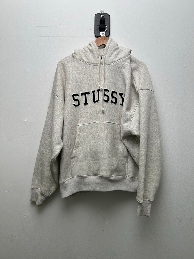 Preowned Stussy Grey Big Logo Hoodie Size Large