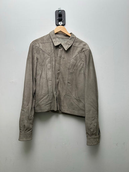 Preowned Rick Owens Mainline Pearl Grey Leather Crop Jacket sz.42