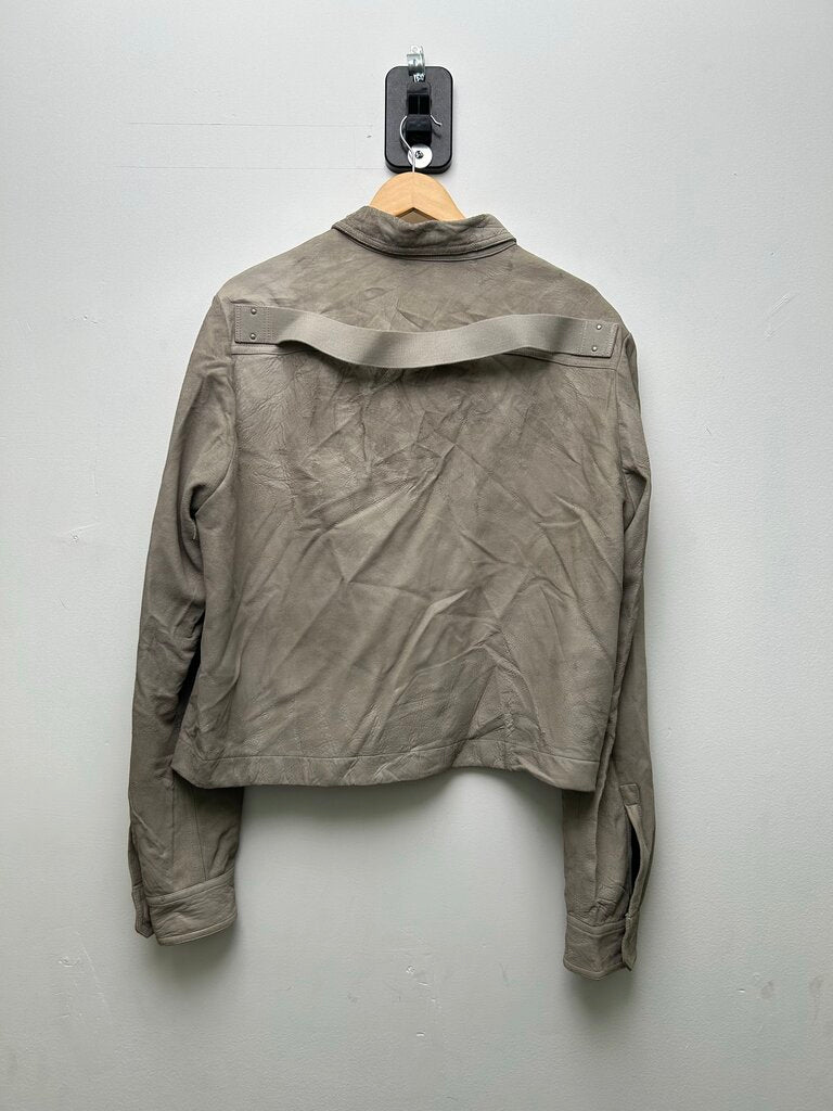 Preowned Rick Owens Mainline Pearl Grey Leather Crop Jacket sz.42