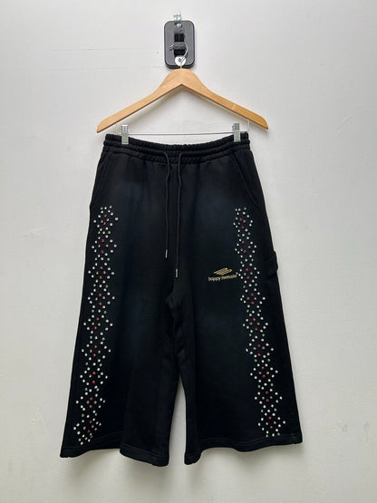New HMDD Black Studded 3/4 Shorts Sz.Medium