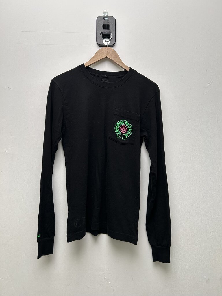 Preowned Chrome Heart Staff Black Green Pink L/S Sz.Small