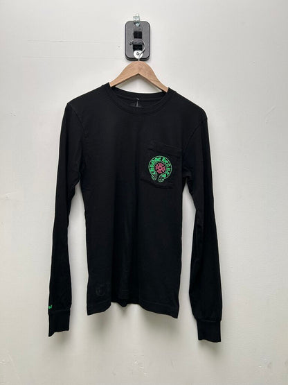 Preowned Chrome Heart Staff Black Green Pink L/S Sz.Small