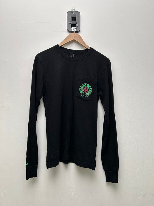 Preowned Chrome Heart Staff Black Green Pink L/S Sz.Small