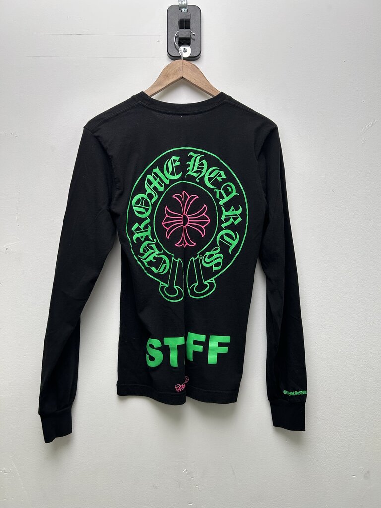 Preowned Chrome Heart Staff Black Green Pink L/S Sz.Small