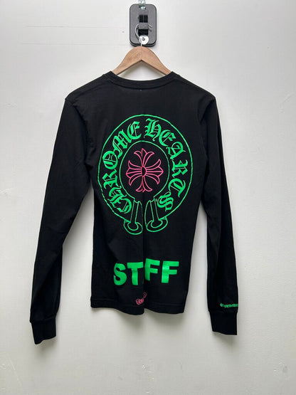 Preowned Chrome Heart Staff Black Green Pink L/S Sz.Small