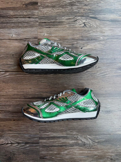 Preowned Bottega Orbit Silver Green size 42