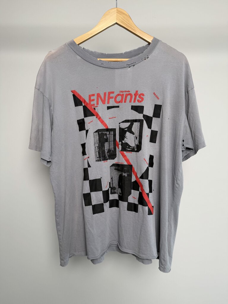 New ERD Checkered Fan Zine Grey Tee size M