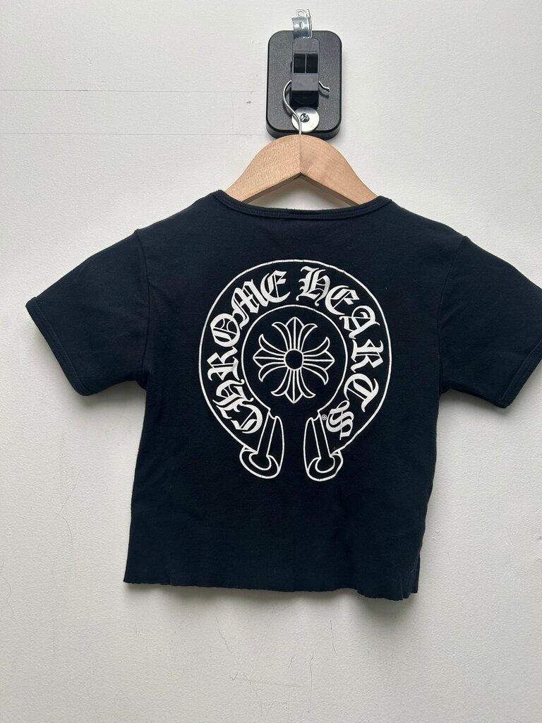 Preowned Chrome Hearts Black Silver Deadly Doll Baby Tee Sz.Medium