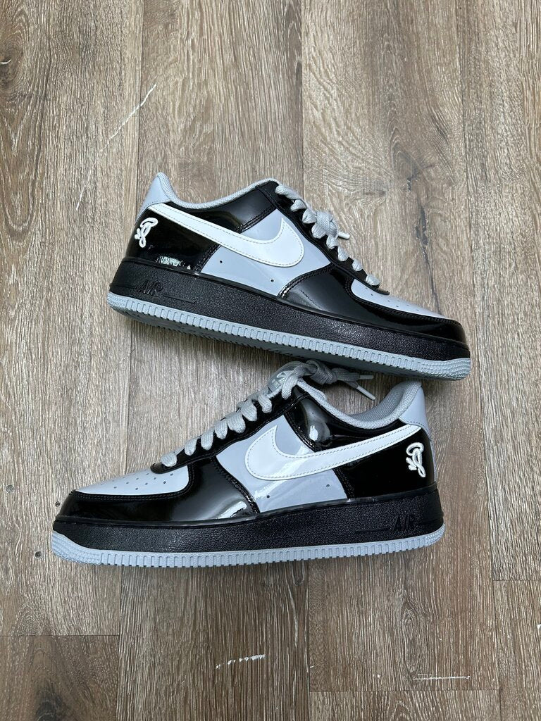New Nike AF1 Black Grey White Patent Syna Sz.9