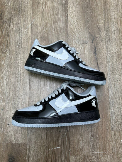 New Nike AF1 Black Grey White Patent Syna Sz.9