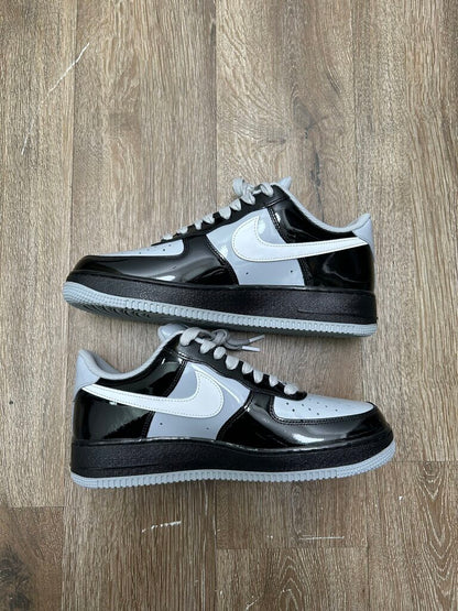 New Nike AF1 Black Grey White Patent Syna Sz.9