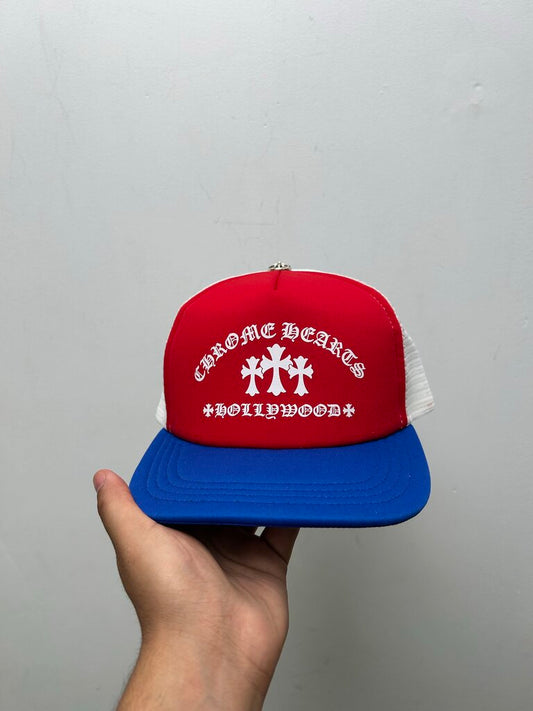 New Chrome Hearts Red Blue White King Taco Trucker Hat