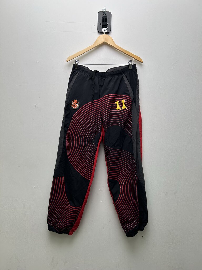 Preowned Supreme World Famous Black 11 Red Track Pants Size Small