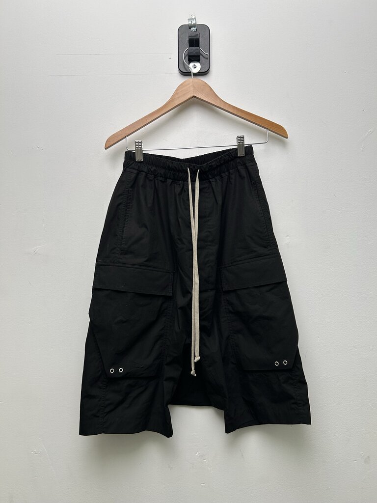 Preowned Rick Owens Black Drop Cargo Shorts Sz.36