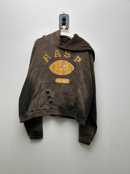 New GV Gallery Brown Yellow Distressed Football Hoodie sz.L