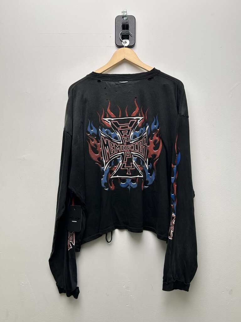 New HMDD Red Blue Chopper Distressed Black Longsleeve sz.XXL