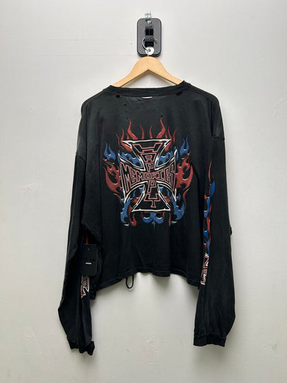 New HMDD Red Blue Chopper Distressed Black Longsleeve sz.XXL