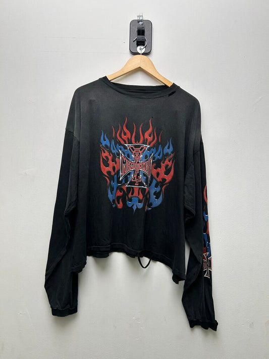 New HMDD Red Blue Chopper Distressed Black Longsleeve sz.XXL