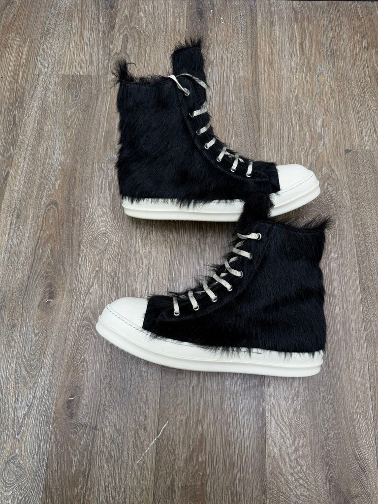 Preowned Rick Owens Ramone High Mohair Black Milk Size 45 (NO BOX)