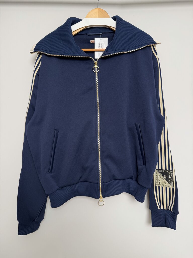 New Kapital Navy Zip Strip Track Jacket size 4