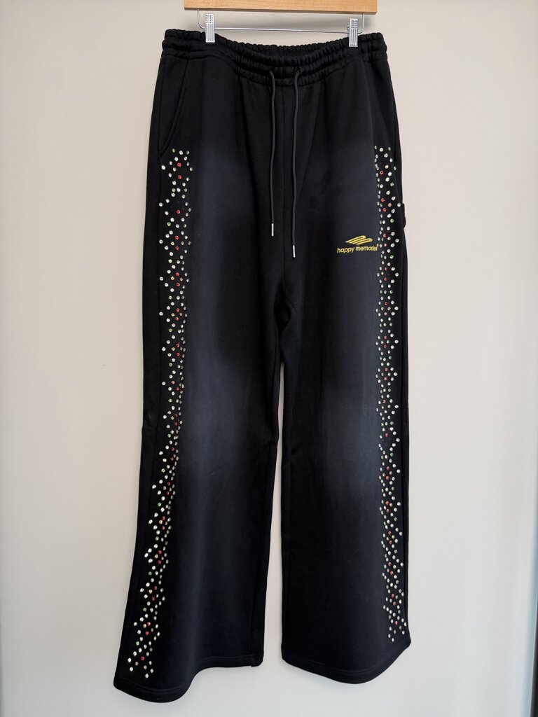 New HMDD Black Rhinestone Baggy Sweatpants size 2XL
