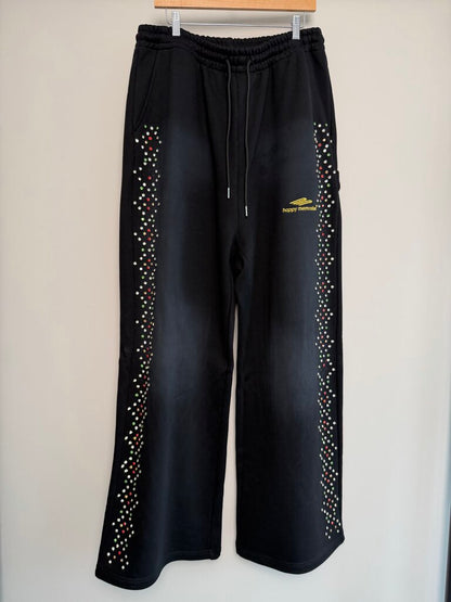 New HMDD Black Rhinestone Baggy Sweatpants size 2XL
