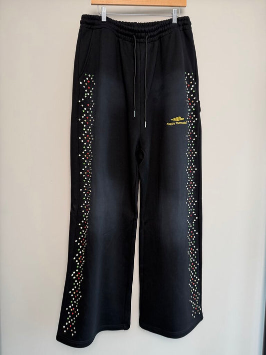 New HMDD Black Rhinestone Baggy Sweatpants size 2XL