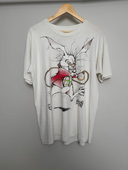 90s Alice and Wonderland White Rabbit Tee size L