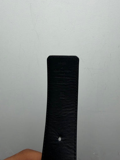 Preowned Louis Vuitton Black Damiere Multi Print Belt sz.95/38 (FLAW)
