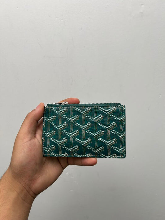 New Goyard Portes Cartes Green Zip Wallet
