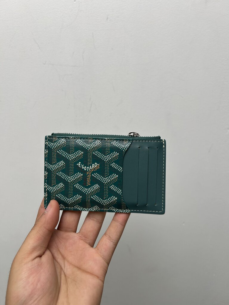 New Goyard Portes Cartes Green Zip Wallet