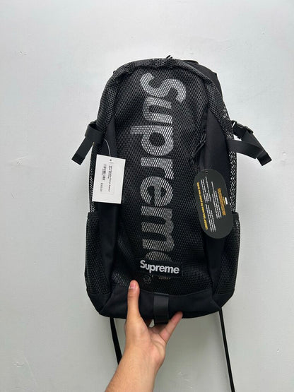 New Supreme Fishnet Spellout Black Bookbag