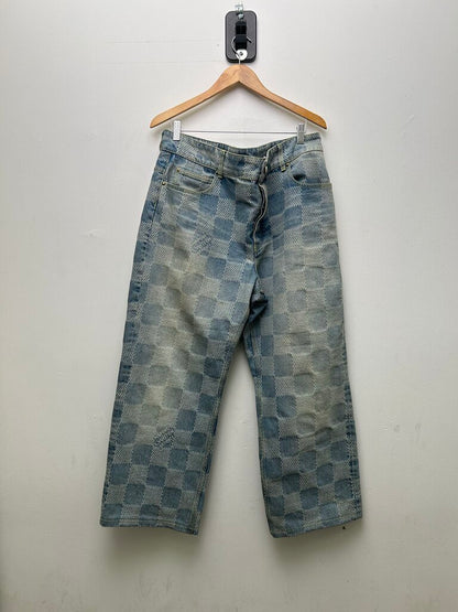 Preowned Louis Vuitton Damiere Lightwash Skate Denim sz.38( INSEAM CUT)