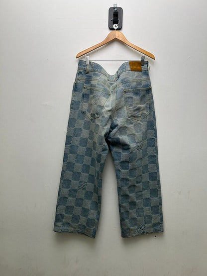 Preowned Louis Vuitton Damiere Lightwash Skate Denim sz.38( INSEAM CUT)