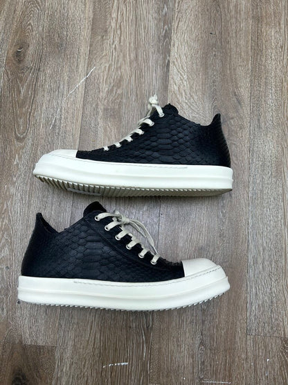 Preowned Rick Owens Ramone Black Milk Snakeskin Low sz.45 (NO BOX)